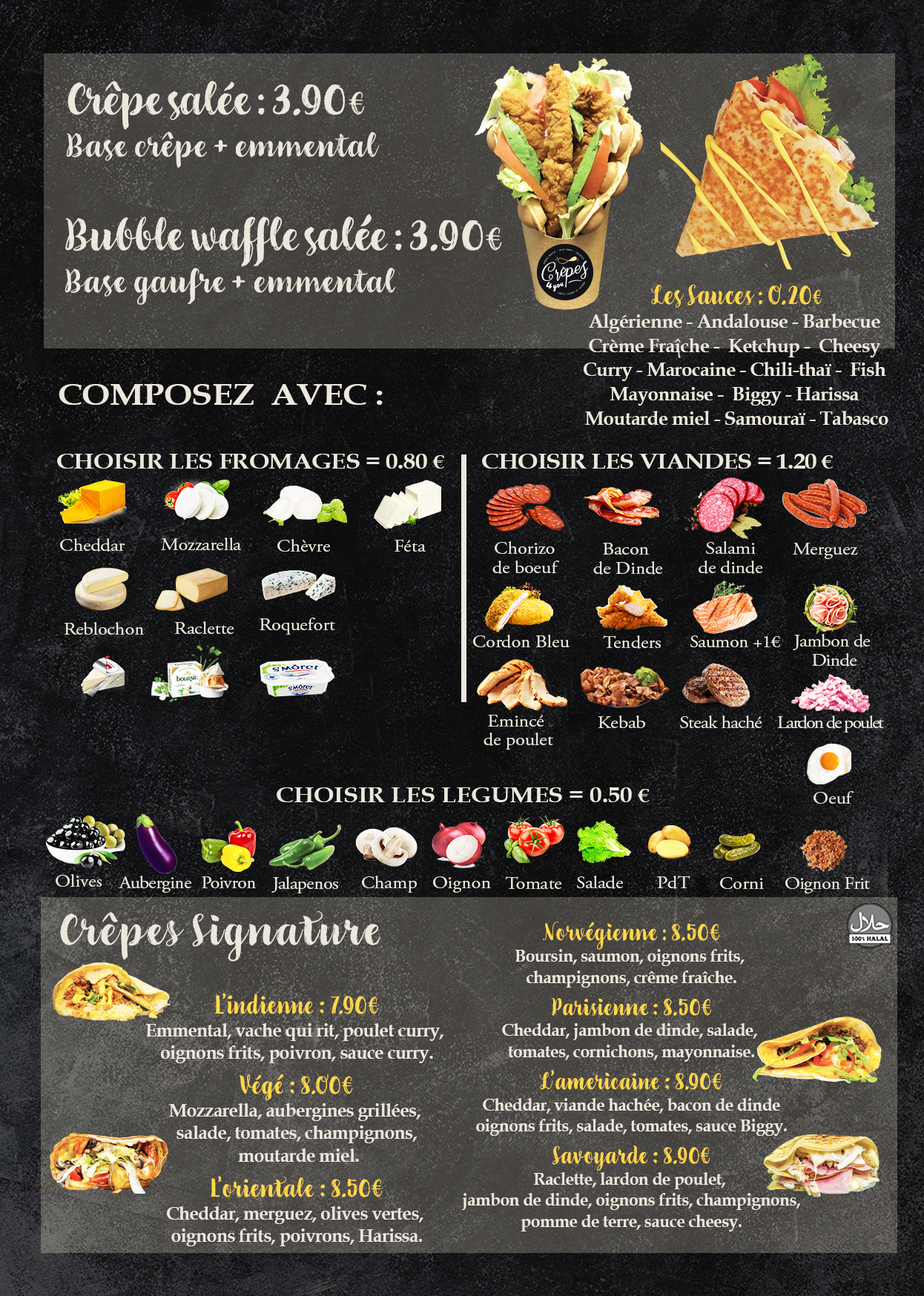 bubble waffle menu